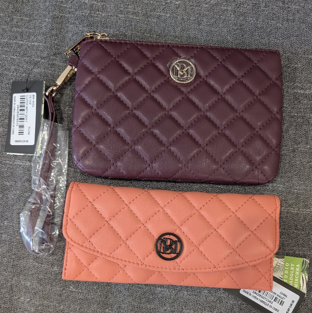 Badgley Mischka Bundle- Quilted wallet and wristlet/clutch, BOTH NWT